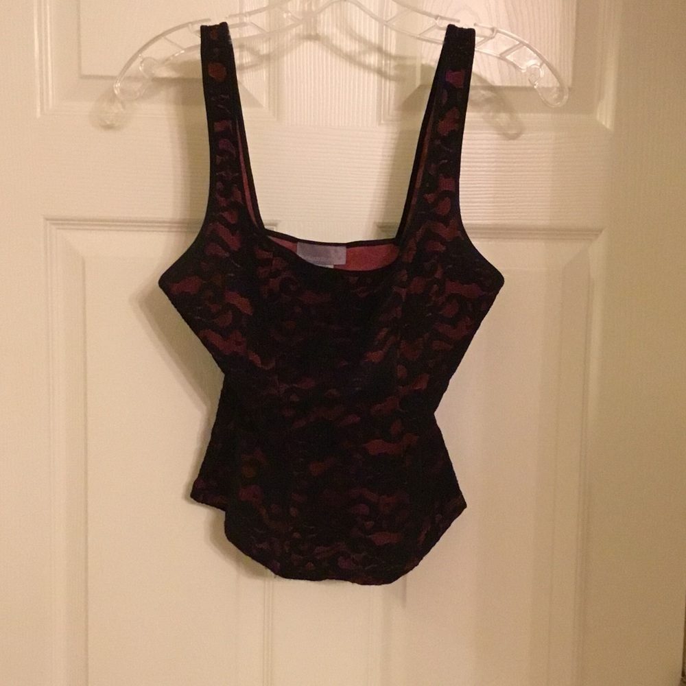 Papillon Blanc, Size M, Black Lace with burgundy Lining